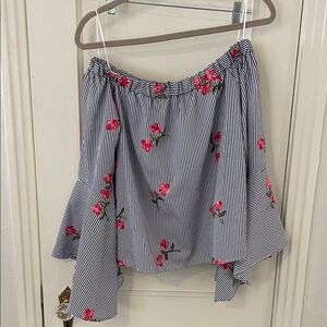 Floral Striped Off-Shoulder Skirt